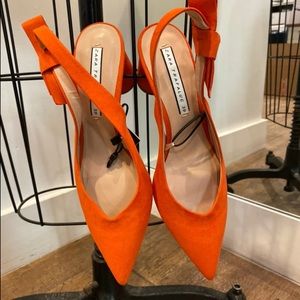 Zara Round Heel Awesome Orange NEW Slingbacks 8-39